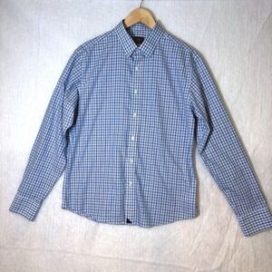 UNTUCKit Medium Mens Blue Plaid Long Sleeve Wrinkle Free Button Down Shirt